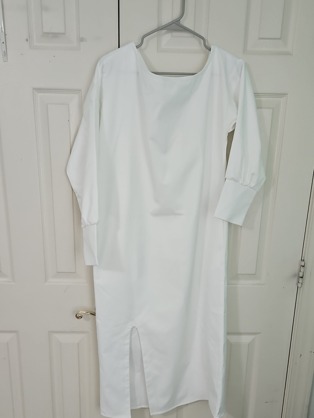 Classic White Long Sleeve Midi Dress